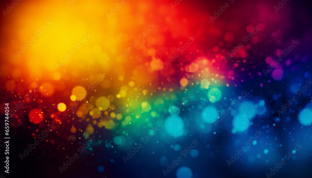 Poster glowing multi colored circles on a dark abstract backdrop generated by ai