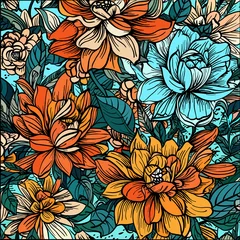 Meubelstickers Colourful marker sketch floral pattern © Jarmila