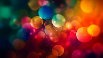 Vibrant colors illuminate fantasy celebration with glitter and glamour generated by AI