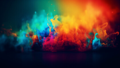 Vibrant colors ignite a fiery inferno in a galactic backdrop generated by AI
