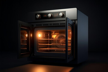 Black oven with open door