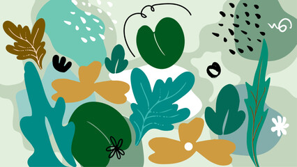 Minimalist abstract organic background colorful with element