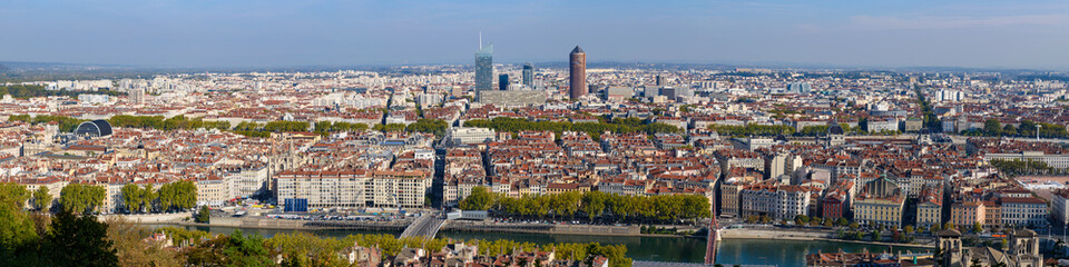 Fototapeta na wymiar Panorama of Lyon city in France