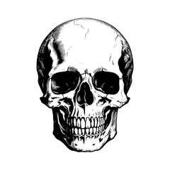 Skull engraved hand drawing vector