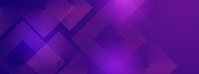Purple violet vector abstract banner with shape shiny lines