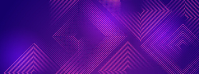 Purple violet vector abstract dynamic banner with neon glowing bright shape lines - obrazy, fototapety, plakaty