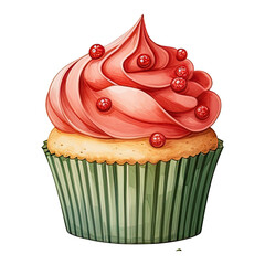 Watercolor cupcake on christmas, PNG Cupcake