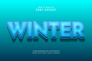 Winter editable text effect 3 dimension emboss modern style