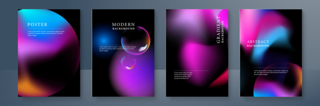 Abstract gradient vector colorful fluid effect poster template
