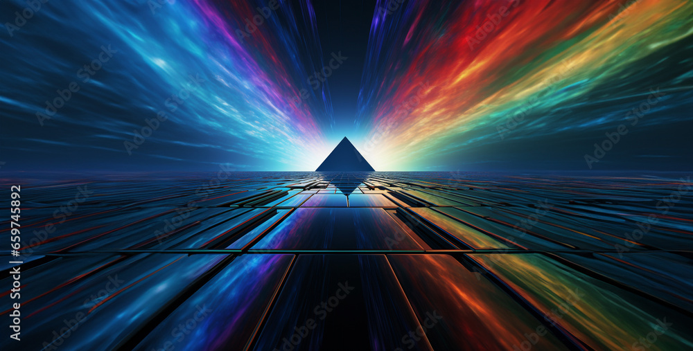 Poster a reflective prism effect background. generative ai content