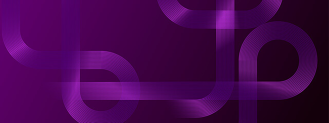 Purple violet modern abstract glowing shiny lines banner. Futuristic technology concept