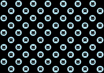 黒猫のフェイスドットデザイン