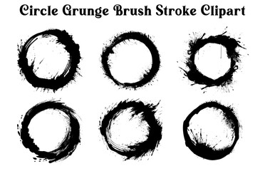 Set of Vector Grunge circle brush silhouettes, Collection of Enso Zen Round Brush strokes Illustration