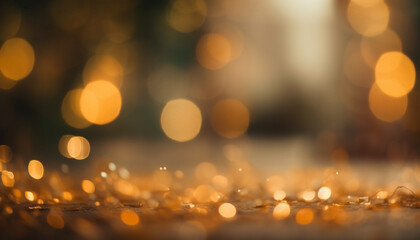 Golden flames dance in defocused backdrop, celebrating winter natural phenomenon generated by AI