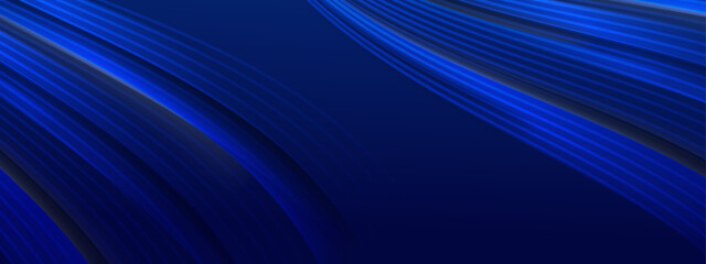 Blue vector abstract banner with shape shiny lines