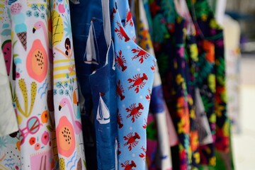 Artisan Pattern Dresses and Aprons at Craft Market