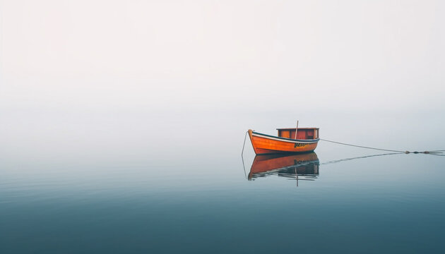 Tranquil seascape reflects the beauty of nature on a sailboat generated by AI