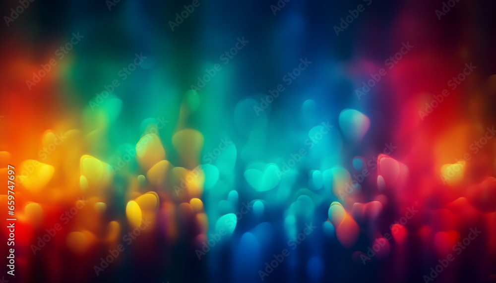Poster vibrant colors and blurred motion create a futuristic party backdrop generated by ai