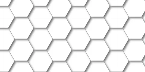 Foto op Plexiglas   Seamless pattern with hexagons White Hexagonal Background. Computer digital drawing, background with hexagons, abstract background. 3D Futuristic abstract honeycomb mosaic white background. © MdLothfor