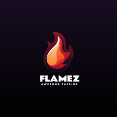 Vector Logo Illustration Flame Gradient Colorful Style.
