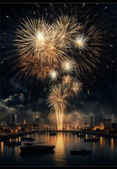 Fototapeta premium Fireworks at night 