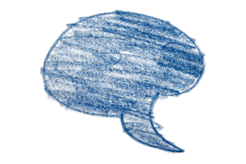 blue brush painting speech bubbles isolated on transparent background.