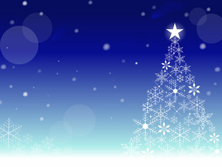 雪の結晶のクリスマスツリーの背景