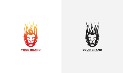Lion fire logo, vector graphic design