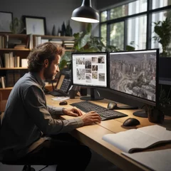 Foto op Plexiglas Hombre con su ordenador de trabajo © Koala