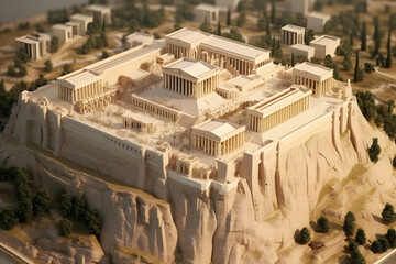 Acropolis of Athens 3d rendering isometric style - obrazy, fototapety, plakaty