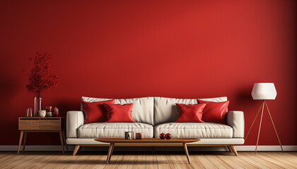 Modern apartment decor  comfortable sofa, elegant armchair, bright flooring generated by AI