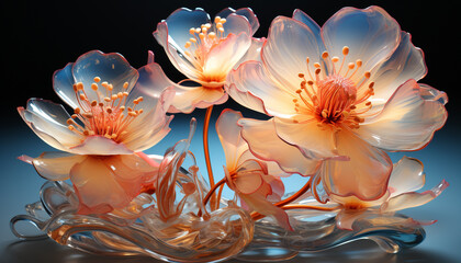 Nature beauty in a single flower, underwater elegance reflects summer generated by AI
