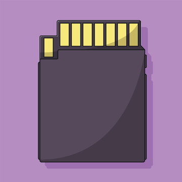 recommend clip art: SD Card Vector Icon Illustration with Outline for Design Element, Clip Art, Web, Landing page, Sticker, Banner. Flat Cartoon Style