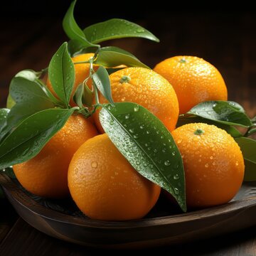 jaffa oranges with leaves
