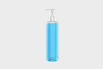 Ads template mockup realistic plastic bottles with dispenser airless pump for liquid gel, soap, lotion, cream, shampoo, bath foam and other cosmetics. 3d illustration 