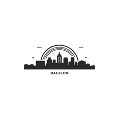 South Korea Daejeon cityscape skyline city panorama vector flat modern logo icon. Asian emblem idea with landmarks and building silhouettes. Isolated graphic