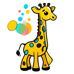 cartoon style, giraffe