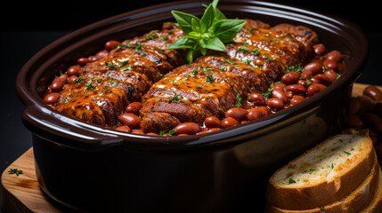 Hearty sausage and bean sew UHD wallpaper Stock Photographic Image