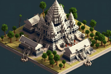 Obraz premium Angkor Wat 3d rendering isometric style