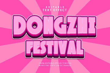 Dongzhi festival editable text effect 3 dimension emboss cartoon style