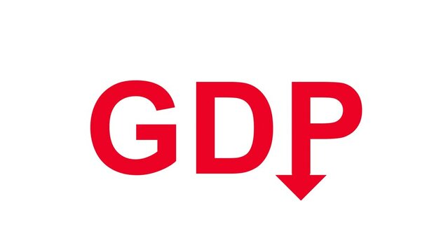 GDP Gross Domestic Product growth falling down rapidly country economy crisis animation  