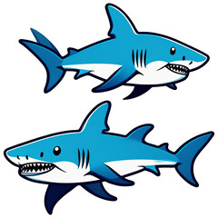 Obraz premium cartoon, cute blue shark