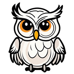 Naklejka premium cartoon, cute white owl