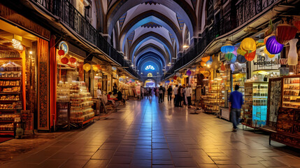 Fototapeta na wymiar the Grand Bazaar in Istanbul with colorful shops