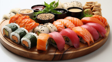 Sushi platter featuring an assortment of tuna UHD wallpaper Stock Photographic Image