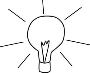 光るシンプルな電球のイラスト
