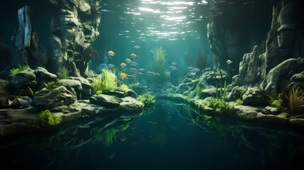 Coral reefs and rivers under the sea are beautiful and scary - obrazy, fototapety, plakaty