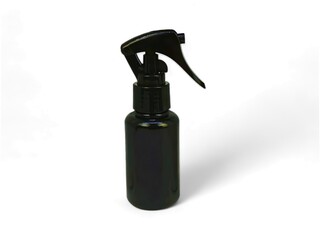 Black spray bottle on white background