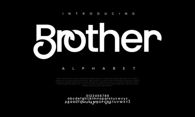 Obraz premium Brother creative modern urban alphabet font. Digital abstract moslem, futuristic, fashion, sport, minimal technology typography. Simple numeric vector illustration