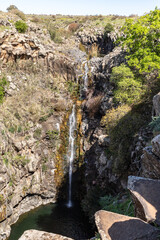 Obraz premium View from the observation deck to the big Zavitan Fall in Yehudia National Natural Park in northern Israel